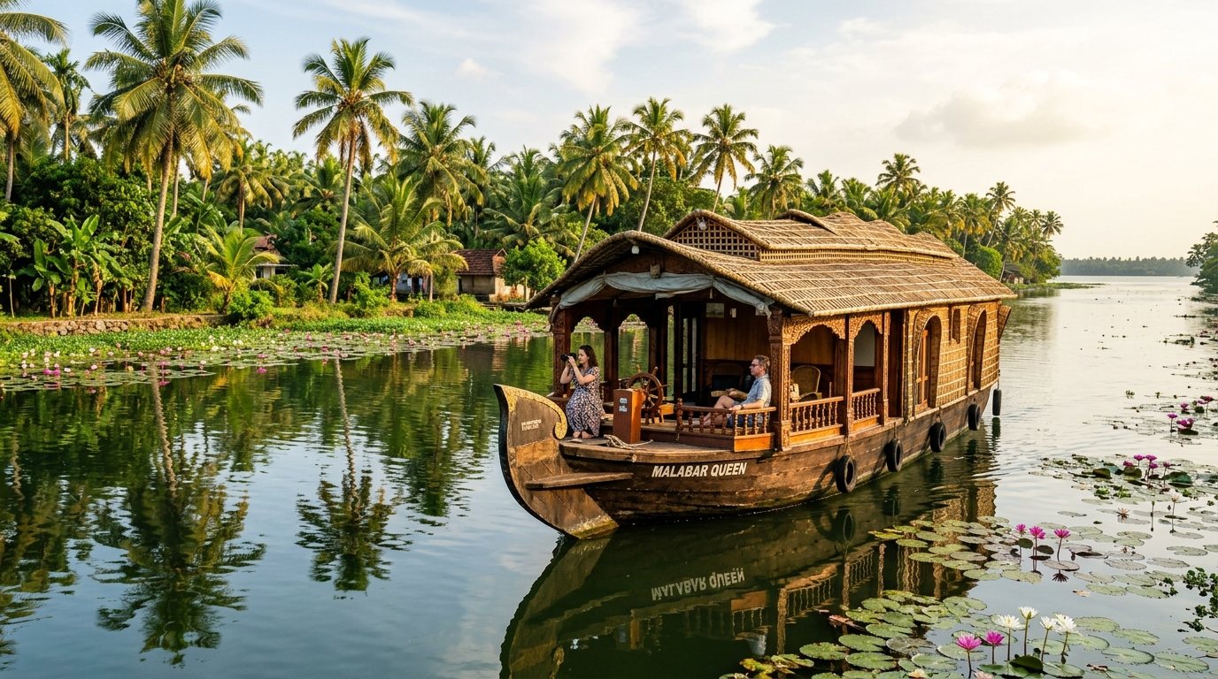 Deluxe 1-Bedroom Overnight Houseboat Alleppey